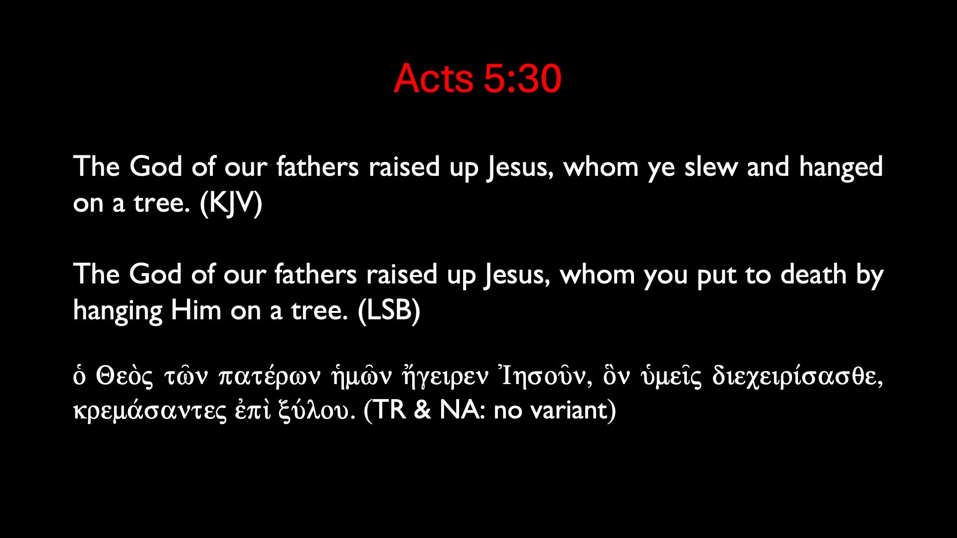 Acts 5:30 James White King James Version Bible debate KJVO King James Only